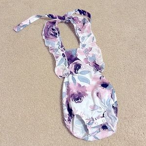 Adorable purple floral bubble romper 0-3 months
